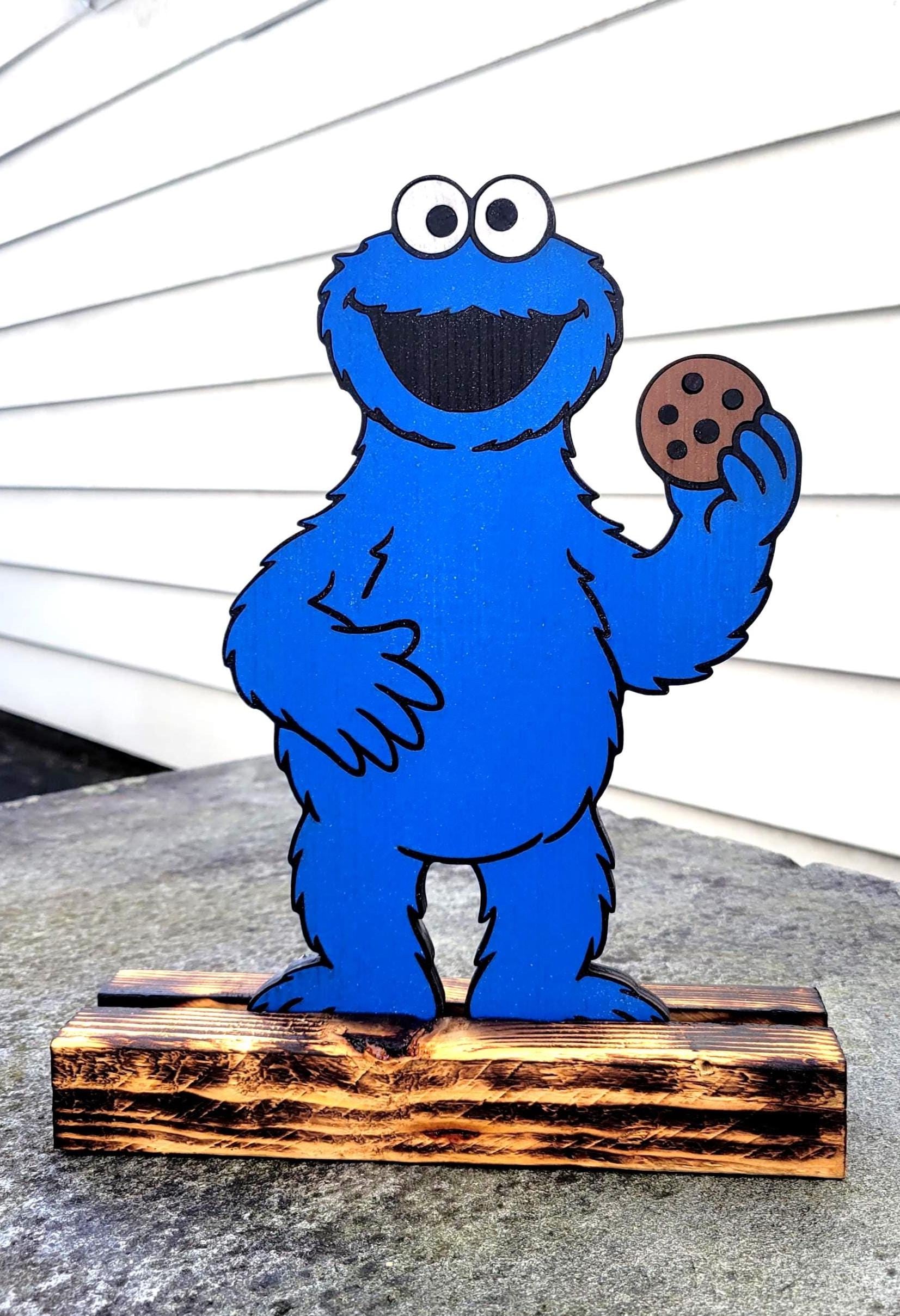 Wood COOKIE MONSTER Freestanding Hand-painted Decor With Magnetic