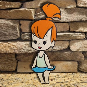 PEBBLES FLINTSTONE Freestanding Hand-Painted Wooden Piece- Classic Cartoon Decor - Vintage Hanna-Barbera Inspired Wall Art