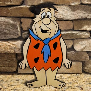 Wood Fred Flintstone - Hand-painted Freestanding Flintstones-Inspired Shelf Decor with Magnetic Back - Vintage Cartoon Art