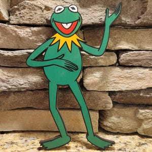 KERMIT THE FROG Freestanding Hand, with magnetic back. Classic Jim Henson Decor - Vintage Muppets Art - Nursery, Home, or Office Display