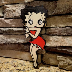BETTY BOOP Freestanding Hand-Painted Wooden Decor With Magnetic Back - Classic Cartoon - Vintage Animation Art