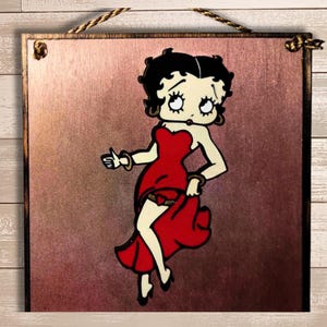 BETTY BOOP Layered Hand-Painted Framed Wooden Sign - Classic Cartoon Decor - Vintage Animation Wall Art