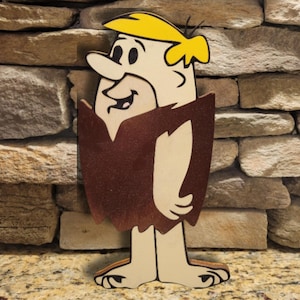 BARNEY FLINTSTONE Freestanding Hand-Painted Wooden Piece - Classic Cartoon Decor - Vintage Hanna-Barbera Inspired Wall Art