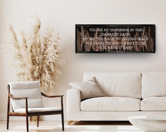 Romantic Lyric Wall Art, Boho Anniversary Gift, Couples Home Decor