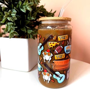 Friends Glass Can | Reusable Glass Cup with Lid & Glass Straw