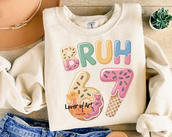 Six Seven Ice Cream Png, Brush 67 PNG, 67 Ice Cream Drip PNG, Six Seven 67 Meme Png, Gen Alpha Trend Png, Gen Z Png,Meme 67 Funny Number Png