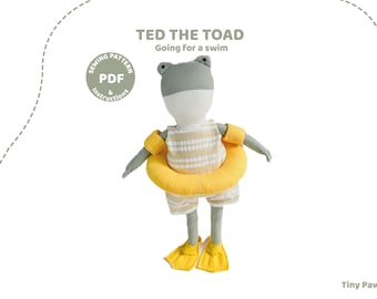 Naaipatroon kikker, pad pluche pdf-zelfstudie, knuffel DIY Craft, Instant Download
