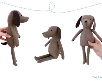 Dachshund Doll Sewing Pattern – Wiener Dog Plush PDF Tutorial, Soft Puppy DIY Craft, Download