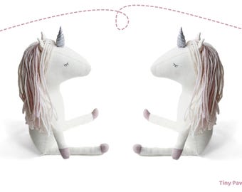 Patrón de costura para muñeca unicornio, tutorial en PDF para juguete de peluche de fantasía, manualidad de juguete suave, descarga