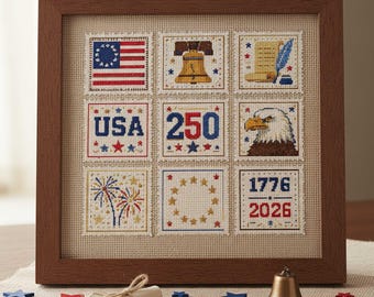 America 250 Cross Stitch Pattern: 1776–2026 Patriotic Anniversary Embroidery PDF