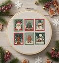 Christmas Post Office Cross Stitch Pattern Christmas Mini Blocks Embroidery Santa Village Gingerbread PDF
