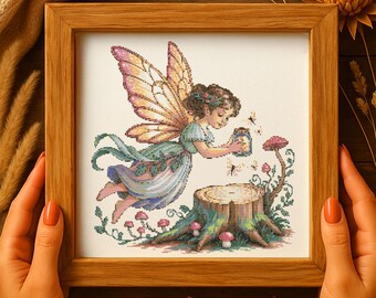 森の妖精のクロスステッチパターン 眠れる森の妖精の花の刺繍 魔法の