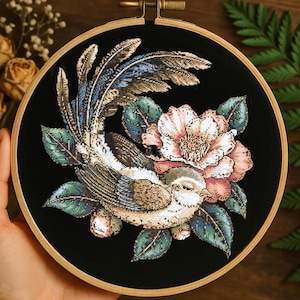 Sleeping Cut Bird With Flowers Cross Stitch Pattern Peace Bird  With Floral embroidery Woodland Bird Lovers Cross Stitch Pattern Beginner