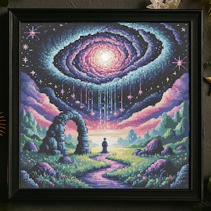 Celestial Gateway Cross Stitch Pattern Fantasy Galaxy Embroidery Galactic Portal  Mystical Cosmic Cross Stitch PDF Cozy Fantasy For Lovers