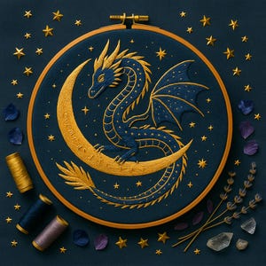 Celestial Moon Dragon Hand Embroidery Pattern Mystical Fantasy Hoop Art celestial-moon-dragon-hand-embroidery-pattern-mystical-fantasy-hoop-art