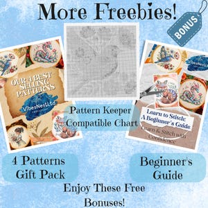 high-quality digital cross-stitch pattern PDF that includes a full-color symbol chart, a black-and-white version for easy printing, and a single-page format optimized for tablets and phones. It's perfect for beginners and experienced stitchers alike. Also featured is a detailed DMC thread list with matching symbols, a stitch count and fabric size chart, and compatibility with Pattern Keeper. With your purchase, you’ll also receive 4 bestselling bonus patterns completely free