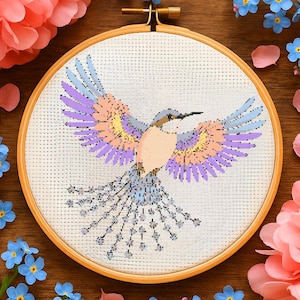 Flying Floral Bird Cross Stitch Pattern Peace Bird With Flowers Embroidery Woodland Bird flying Cross Stitch Pattern PDF For Beginner Lovers