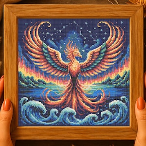 Galaxy Phoenix Cross Stitch Pattern Celestial Cosmic Phoenix Embroidery Fantasy Galaxy  Phoenix Magic Cross Stitch PDF Mythical Stitching
