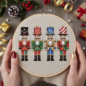 Nutcracker Soldiers Cross Stitch Pattern: Christmas Embroidery Pattern PDF Holiday Decoration