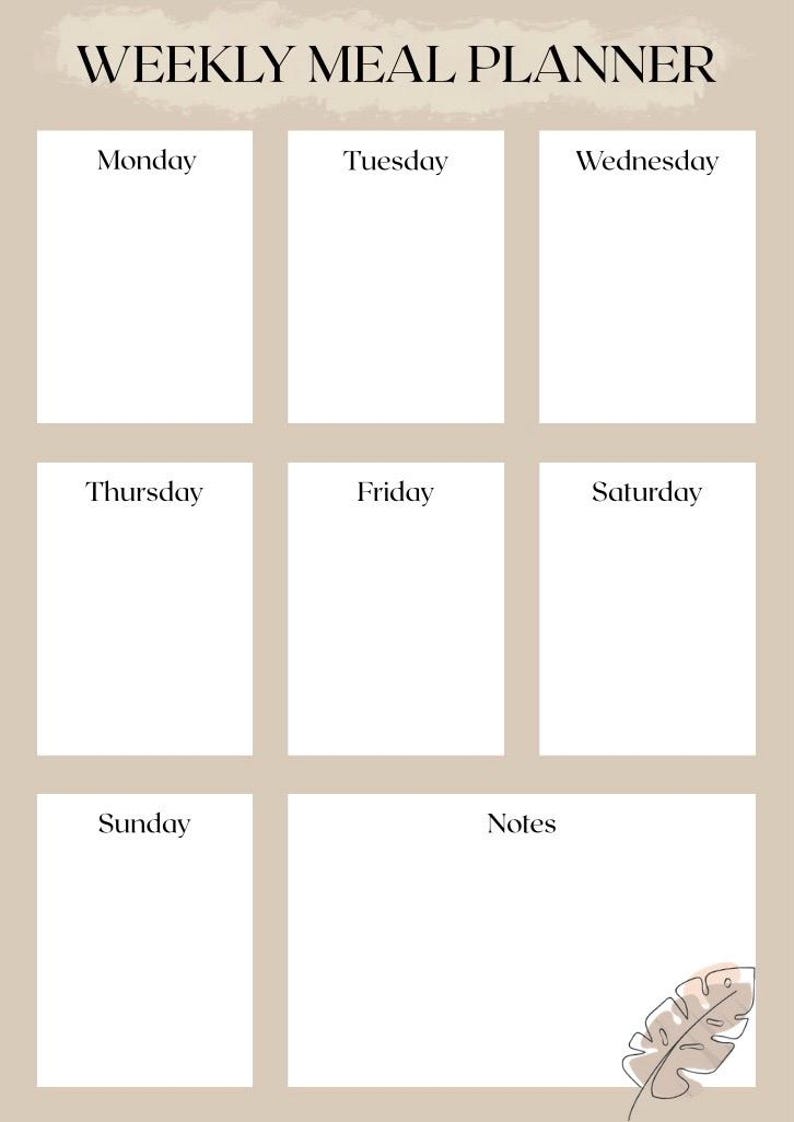 Weekly Meal Planner Template | Minimalist Digital Meal Planning Sheet ...