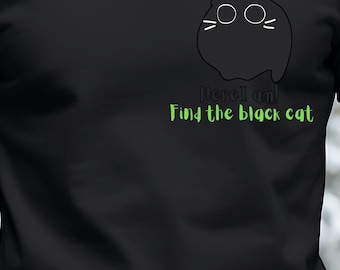 Camiseta divertida de gato negro: diseño oculto con ilusión óptica