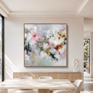Contemporary Floral Canvas Print | Airy Abstract Wall Art | Premium Framed Statement Piece