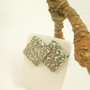 Oxidized silver earrings, &quot;Japan&quot; texture, square