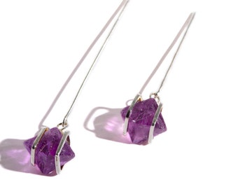 Boucles d'oreilles "Glaçons" mauves