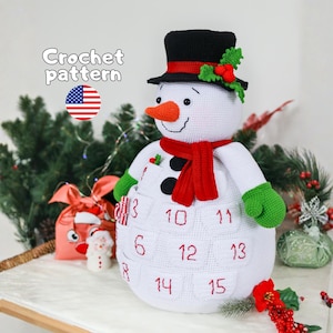 Virkmönster för snögubbe-adventskalender | 50 cm julnedräkning PDF
