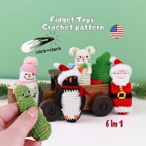 Fidget Toy Crochet Pattern | 6 Christmas Amigurumi | Anti-Stress PDF