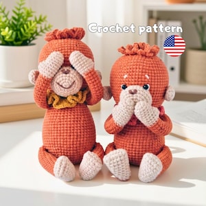 Funny Orangutan Crochet Pattern | 25 cm Poseable Monkey Amigurumi | PDF