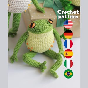 Frog Crochet Pattern | Posable Wire Legs + Clothes | 18 cm PDF