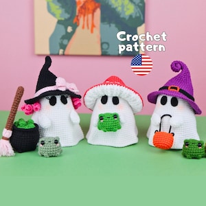 Wzór szydełkowy na ducha Halloween | 3 kostiumy + ziemniak niespodzianka | PDF