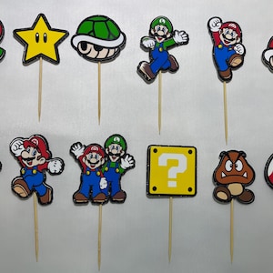 Mario and Luigi Cupcake Toppers, set of 12