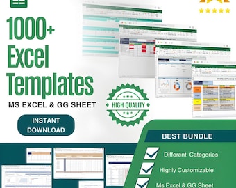 1000+ Excel Spreadsheet Templates | Ultimate Business, Finance, Budgeting & Project Management Bundle, Excel Templates bundle, excel