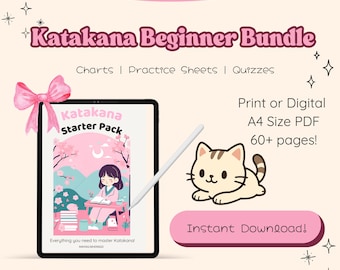 Learn Katakana – Beginner Japanese PDF Guide | Printable Language Worksheets for GoodNotes & Notability