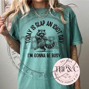 Slap an idiot day raccoon PNG digital