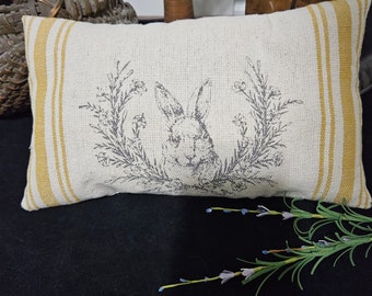Farmhouse Primitive Rabbit Pillow Cotton