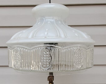 Coleman Quick Lite Brass Gas Lamp White Opaline /Clear Glass Shade Circa 1910's