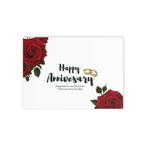 Tarjetas de aniversario de bodas / Diseño floral, Impresión de una sola cara, Saludo romántico, Notas de amor, Tarjetas festivas hechas a mano, Ocasión especial