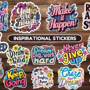Inspirational Stickers, Motivational Decals, Cute Inspirational Stickers Pack,Positive Quote Stickers for Laptops, Water Bottles & Journals