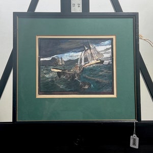 Vintage Lionel Barrymore Foliendruck in der Farbe &quot;Fishing Banks&quot;