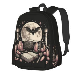 Vintage Witchcore Gothic Oxford Backpack with Side Pockets - Pink