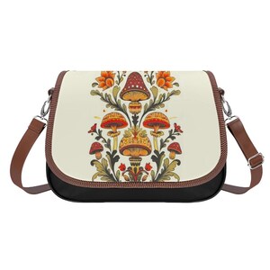 Mushroom Cottagecore Leather Shoulder Bag
