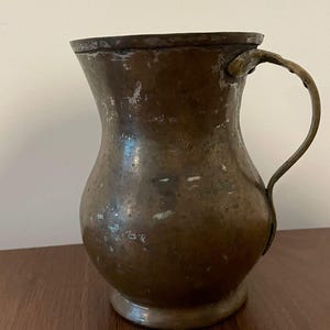 Antique Copper Pitcher with Brass Handle