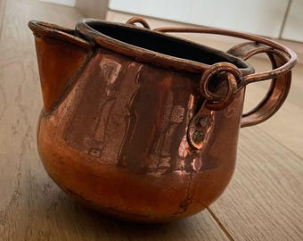 Vintage Dovetailed Copper Kettle with Side Spout and Handle