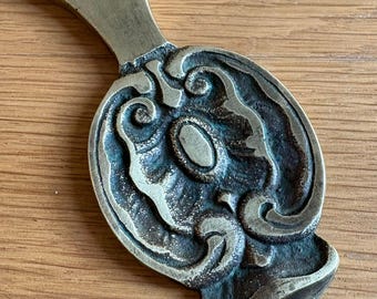 Vintage Brass Bottle Opener - Ornate Mid Century Barware, 1960s Collectible Bar Tool