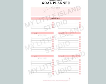 Pisces Zodiac Goal Planner A5 Printable Digital Download