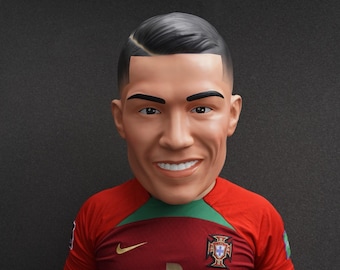 Cristiano Ronaldo hoofdsteun, ventilatorsculptuur van glasvezel