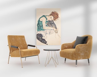 Egon Schiele Sittande Kvinna Giclée Tryck, Expressionism Gåvor Konst, Hemmakontorsinredning